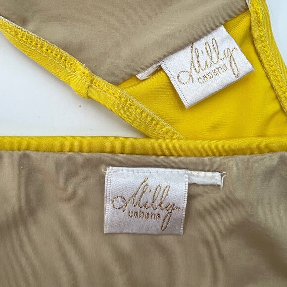 Milly Bikini Tie Knit Detail Yellow Halter - Picture 3 of 6